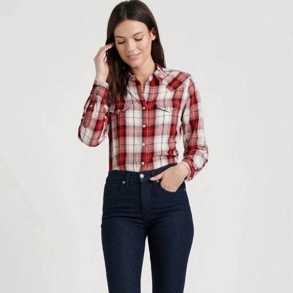 Lucky Brand Red Multi Western Plaid Shirt Size XS